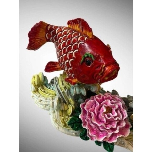 Vintage Koi Fish Lucky Charm Figurines Feng Shui Shelf Decor Statue 8" - Picture 6 of 9
